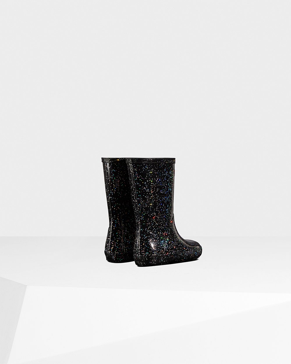 Kids Rain Boots - Hunter Original First Giant Glitter (61FPLAIGV) - Black